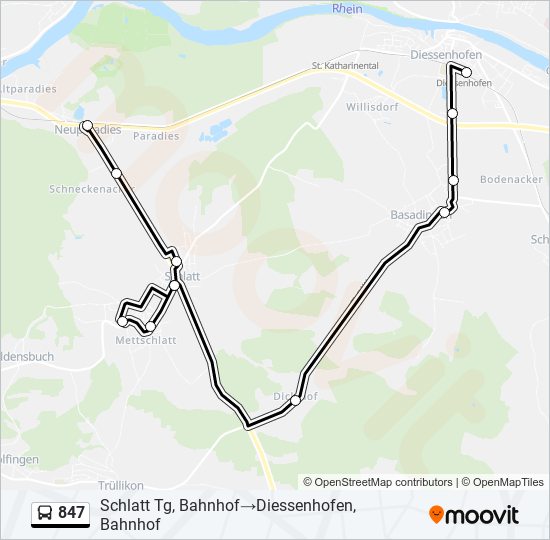 Plan de la ligne 847 de bus