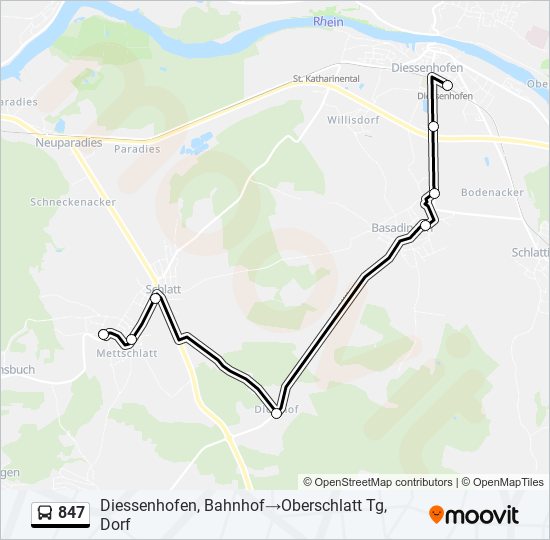 Plan de la ligne 847 de bus