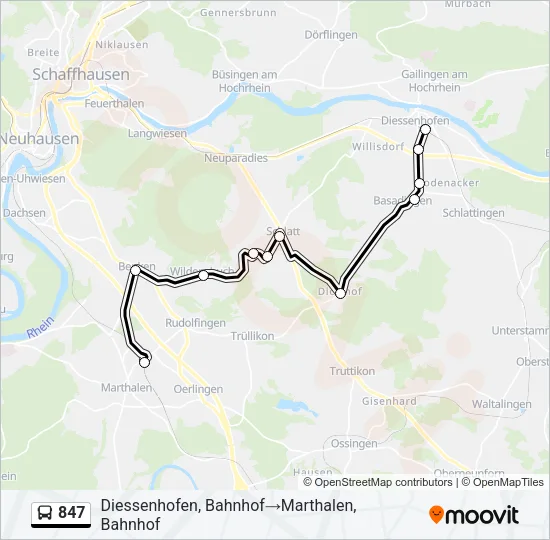 Plan de la ligne 847 de bus