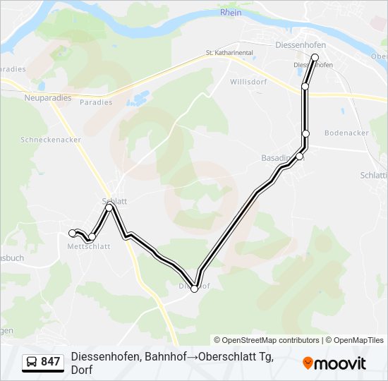 847 Bus Line Map