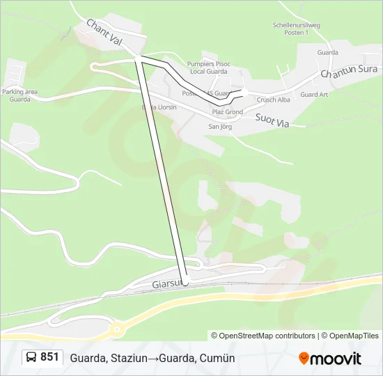 Plan de la ligne 851 de bus