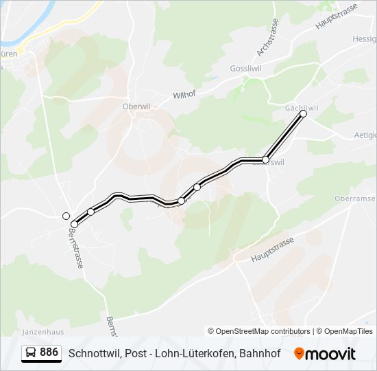 Plan de la ligne 886 de bus