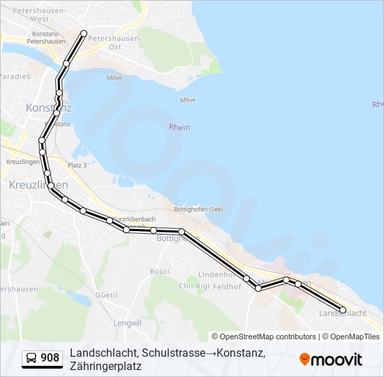 Plan de la ligne 908 de bus