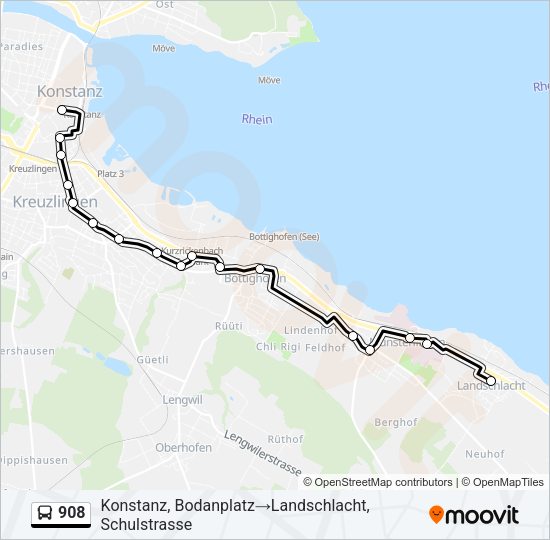 908 Bus Line Map