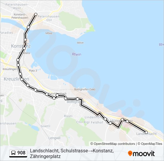 908 Bus Line Map