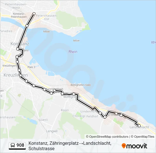 908 Bus Line Map