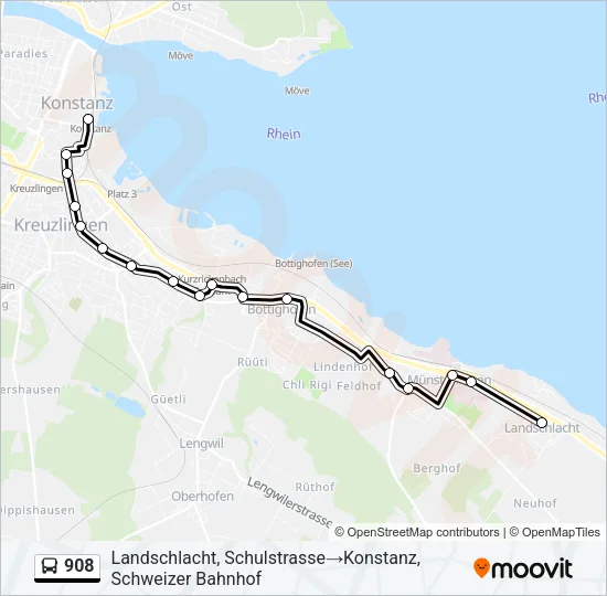 908 Bus Line Map