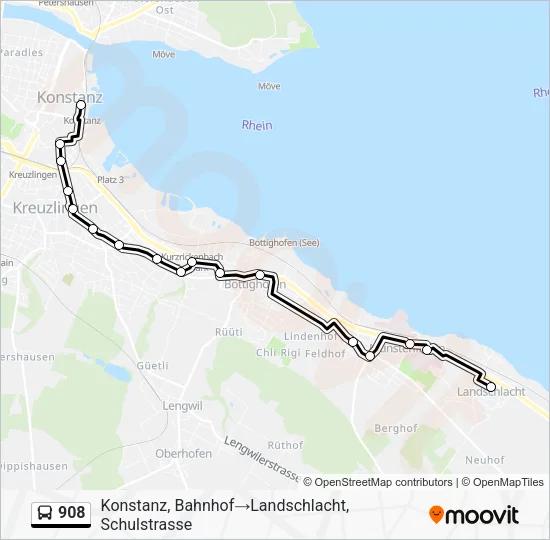 908 Bus Line Map