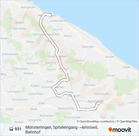 Plan de la ligne 931 de bus