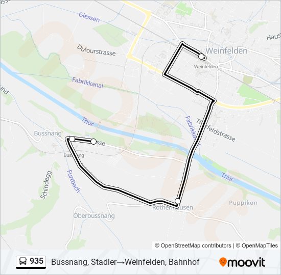 Plan de la ligne 935 de bus