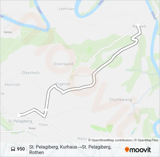 Plan de la ligne 950 de bus