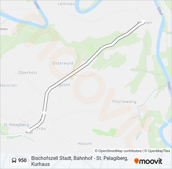 Plan de la ligne 950 de bus