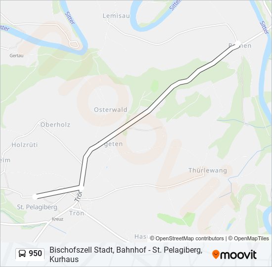 Plan de la ligne 950 de bus