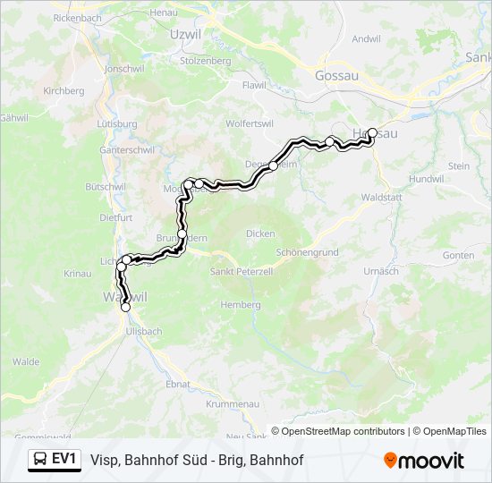 Buslinie EV1 Karte