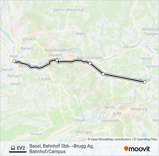 EV2 Bus Line Map