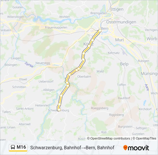 M16 Bus Line Map