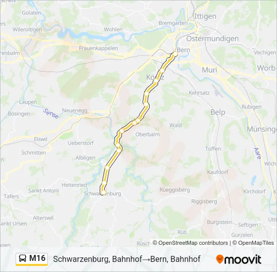 M16 Bus Line Map
