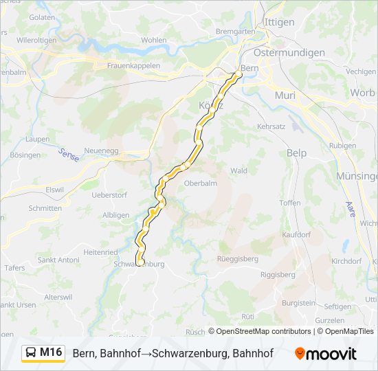 M16 Bus Line Map