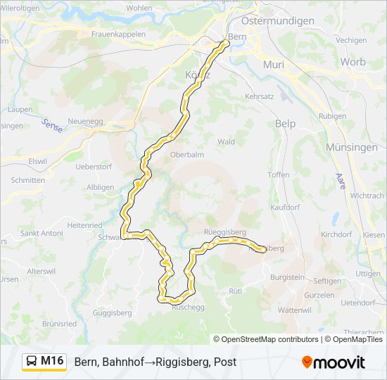 M16 Bus Line Map