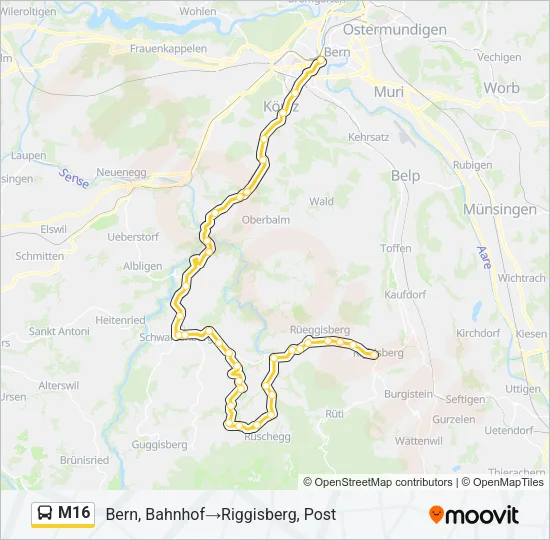 M16 Bus Line Map