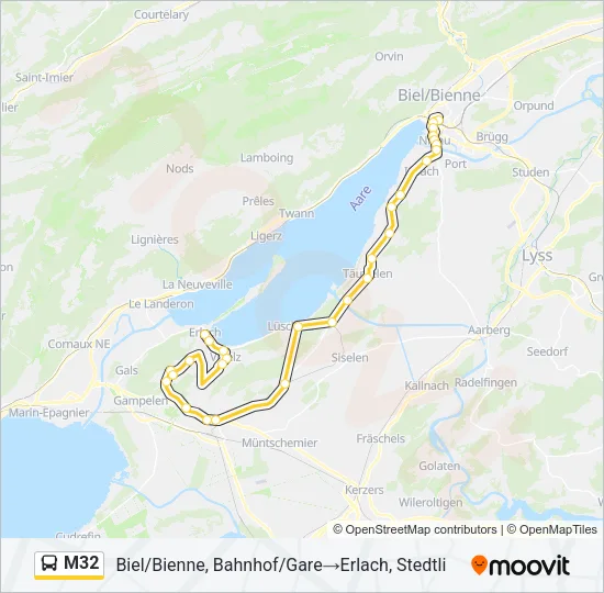 Plan de la ligne M32 de bus