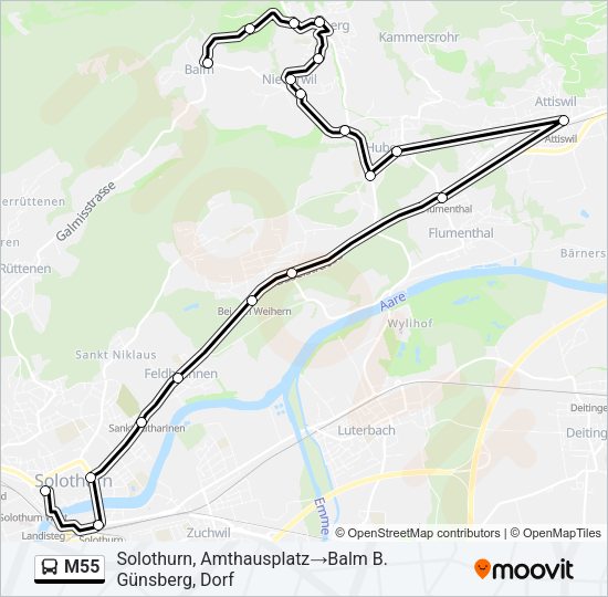 M55 Bus Line Map