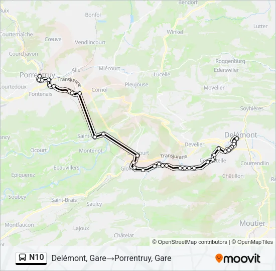 N10 Bus Line Map
