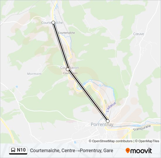 N10 Bus Line Map