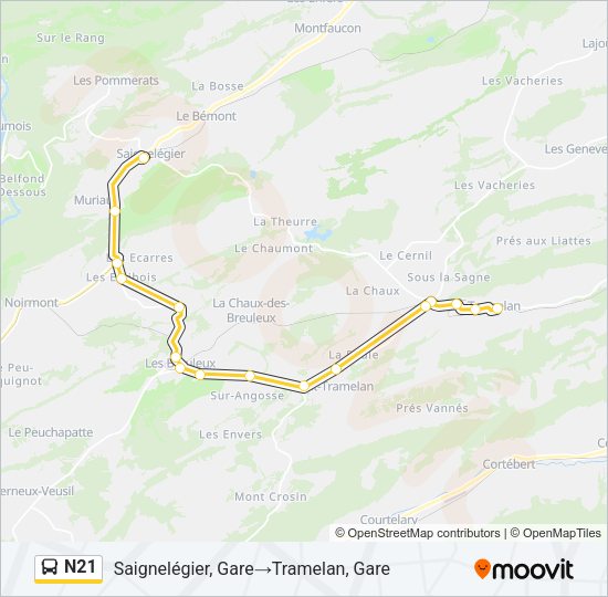 N21 Bus Line Map