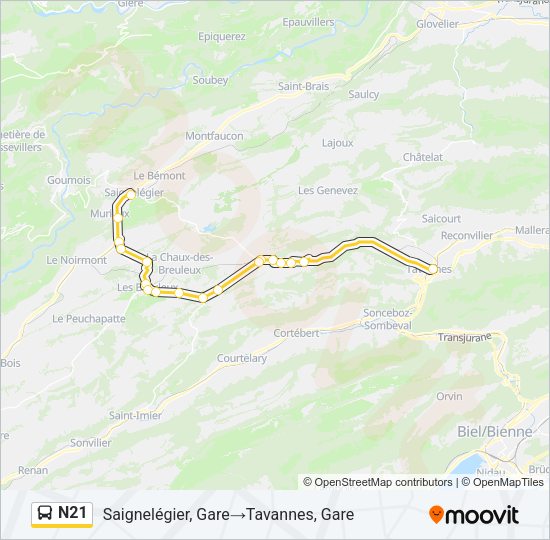 N21 Bus Line Map
