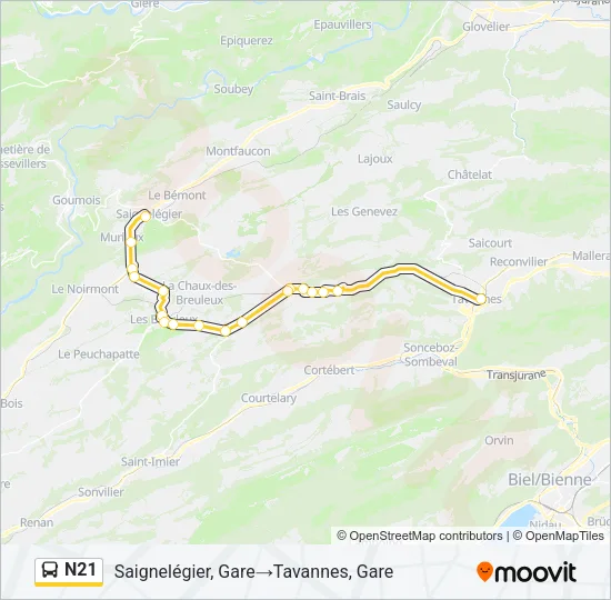 N21 Bus Line Map