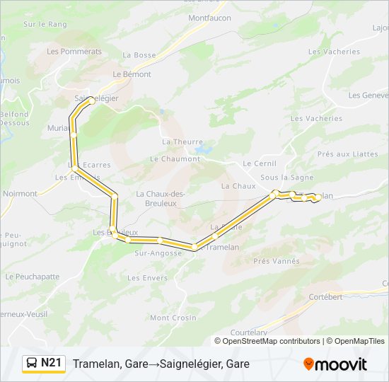 N21 Bus Line Map