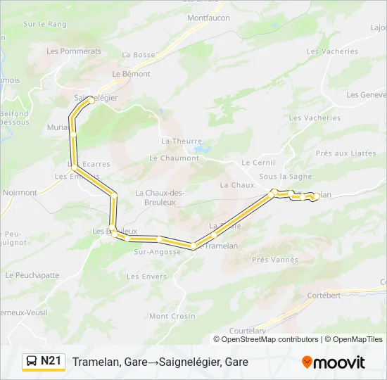 N21 Bus Line Map