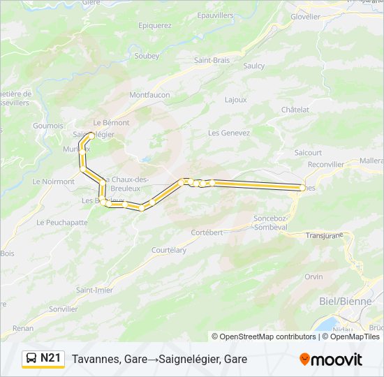 N21 Bus Line Map
