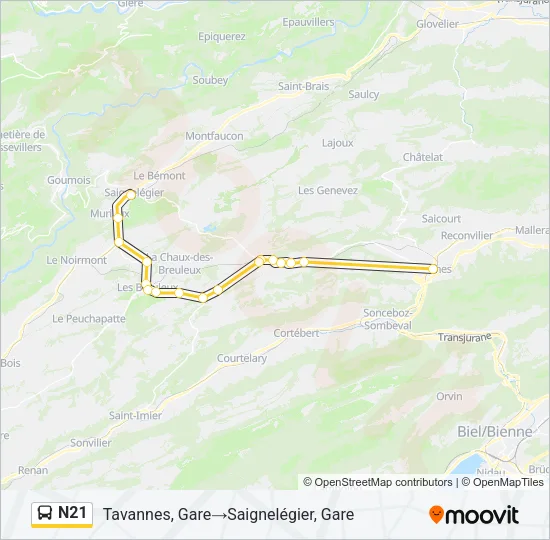 N21 Bus Line Map