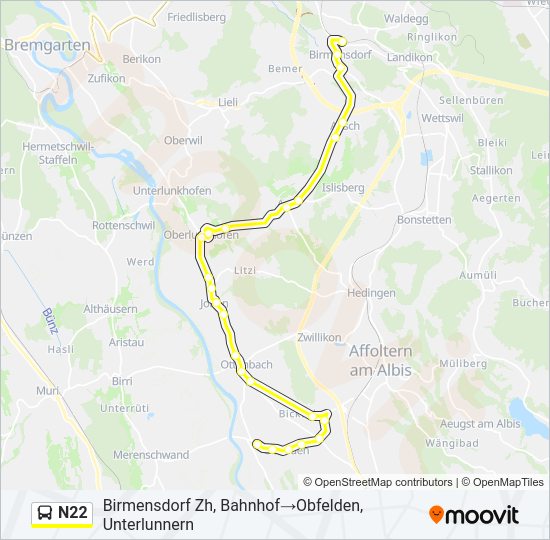 N22 Bus Line Map