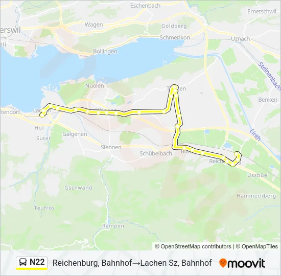 N22 Bus Line Map