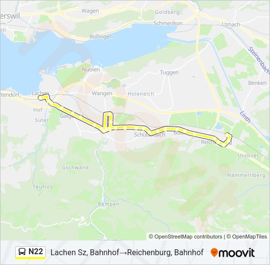 N22 Bus Line Map