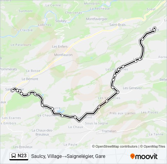 N23 Bus Line Map
