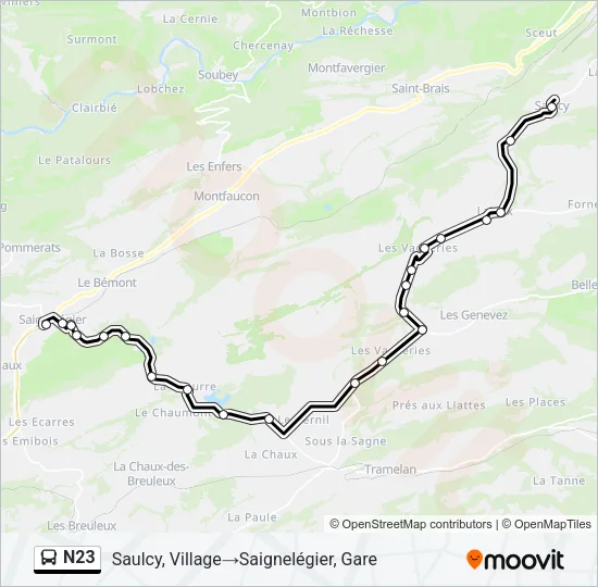 N23 Bus Line Map