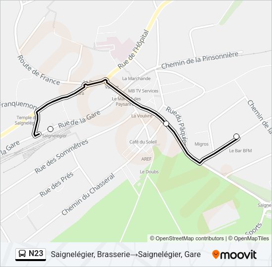 N23 Bus Line Map