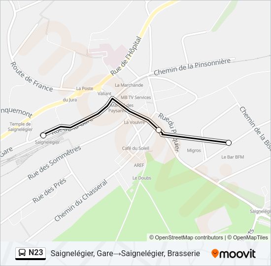 N23 Bus Line Map