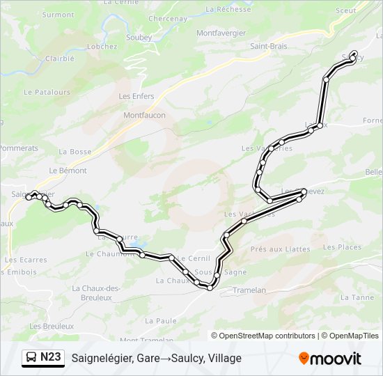 N23 Bus Line Map
