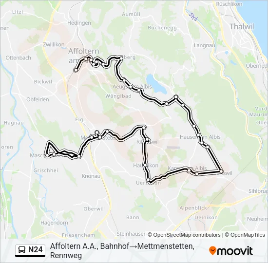 N24 Bus Line Map