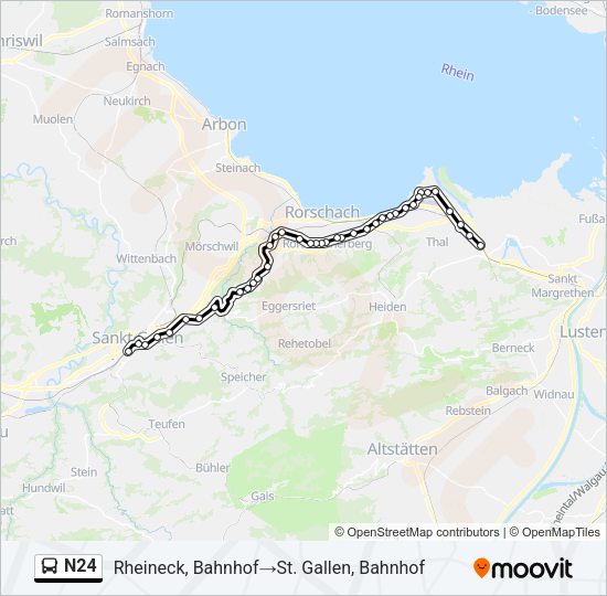 N24 Bus Line Map