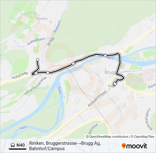 N40 Bus Line Map