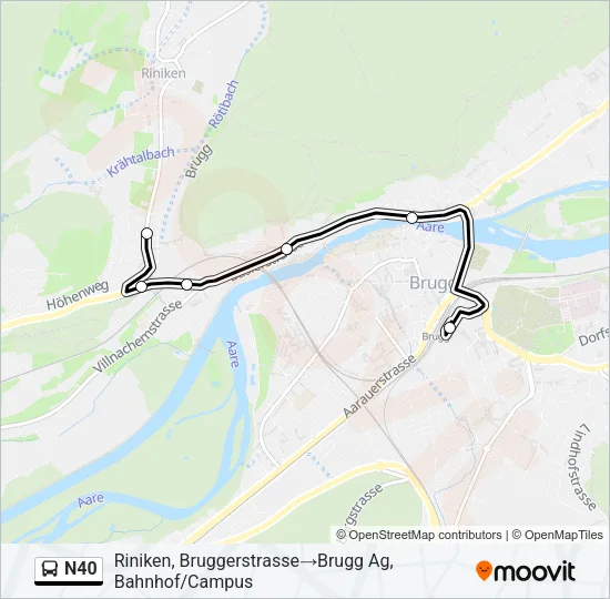 N40 Bus Line Map