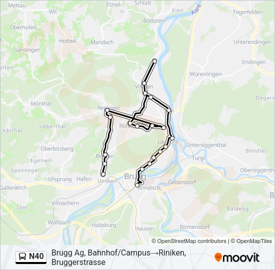 N40 Bus Line Map