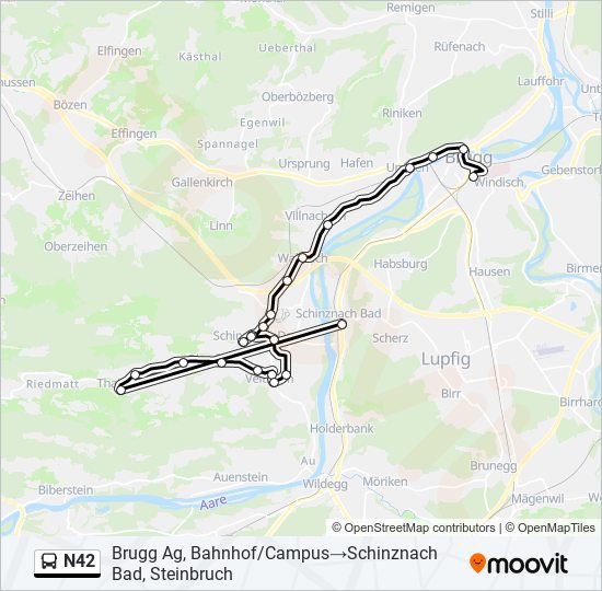 Plan de la ligne N42 de bus