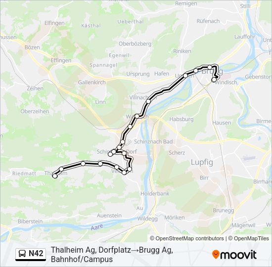 N42 Bus Line Map